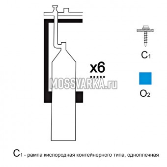 Газовая рампа кислородная РКР- 6с1 (6 бал.,одноплеч.,редук.БКО 50-4 стационарн.)